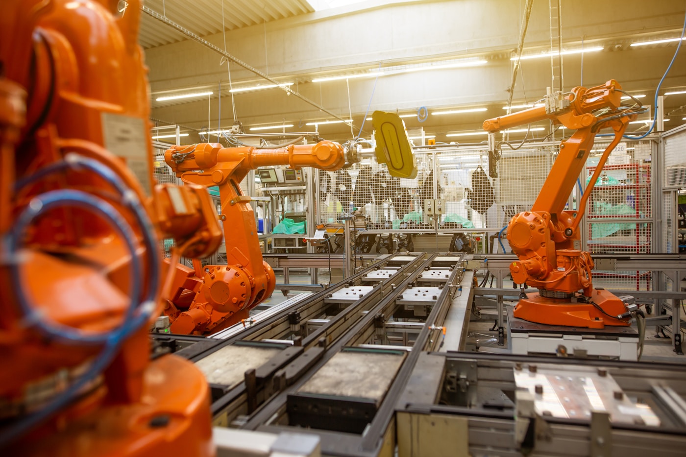 Manufacturing facility with industrial assembly machinery